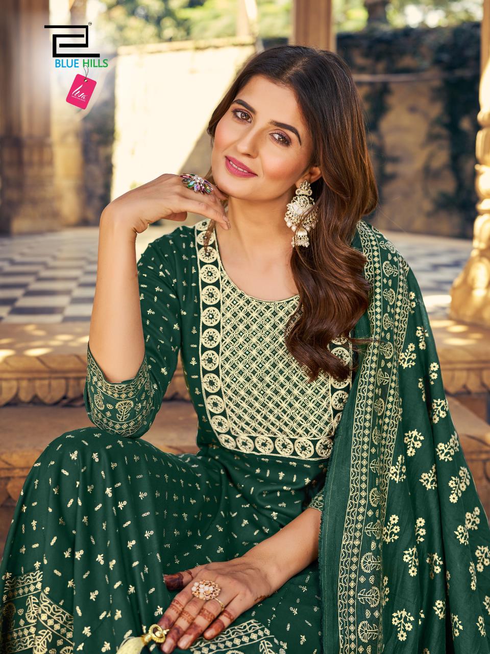 Meera By Blue Hills Rayon Printed Anarkali Kurti With Bottom Dupatta Wholesale Market In Surat